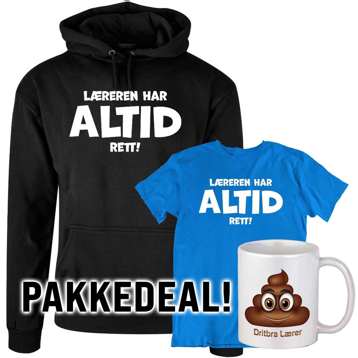 Lærerpakken Hettegenser+T-skjorte+kaffekopp